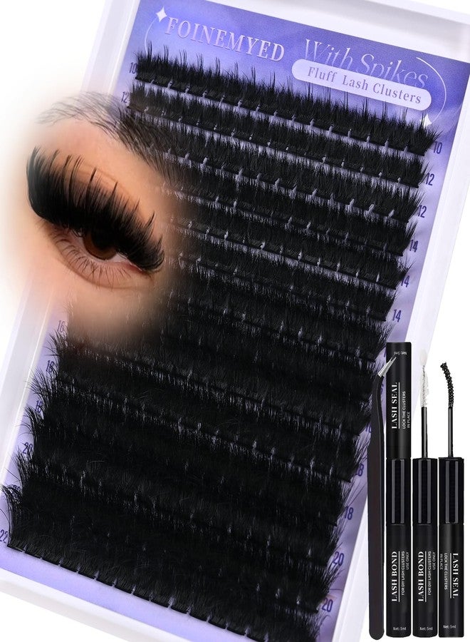 FOINEMYED Spiky Lash Clusters Kit 300D Manga Volume Lash Clusters with Spikes 10-22MM Eyelash Clusters D-Curly DIY Lash Extension Kit Dramatic Spiky Look Eyelash Extension Kit by FOINEMYED - Image 1